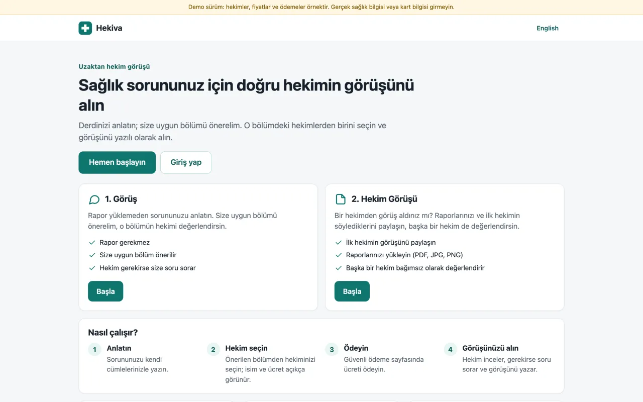 Hekiva demosunun ana sayfası (bilgisayar)